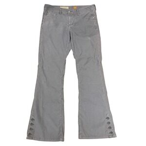 Pilcro and the Letterpress Corduroy Pants 31 Grey Button Hem Flare Anthropologie